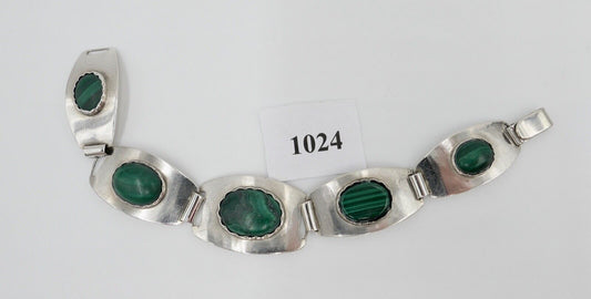 Malachit Armband Silber 800 Gliederarmband A. Eichapfel Weissenfels Weißenfels - Antikhandel-Stuttgart