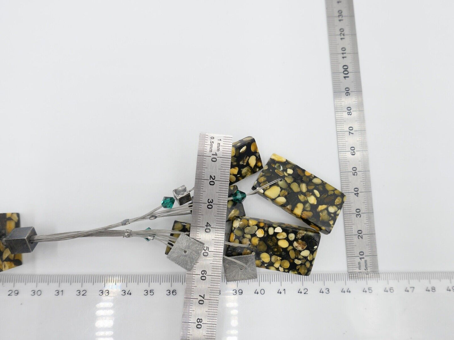 Vintage Designer Bernstein Würfel Kette Halskette Collier Silber Amber 46,4 gr - Antikhandel-Stuttgart