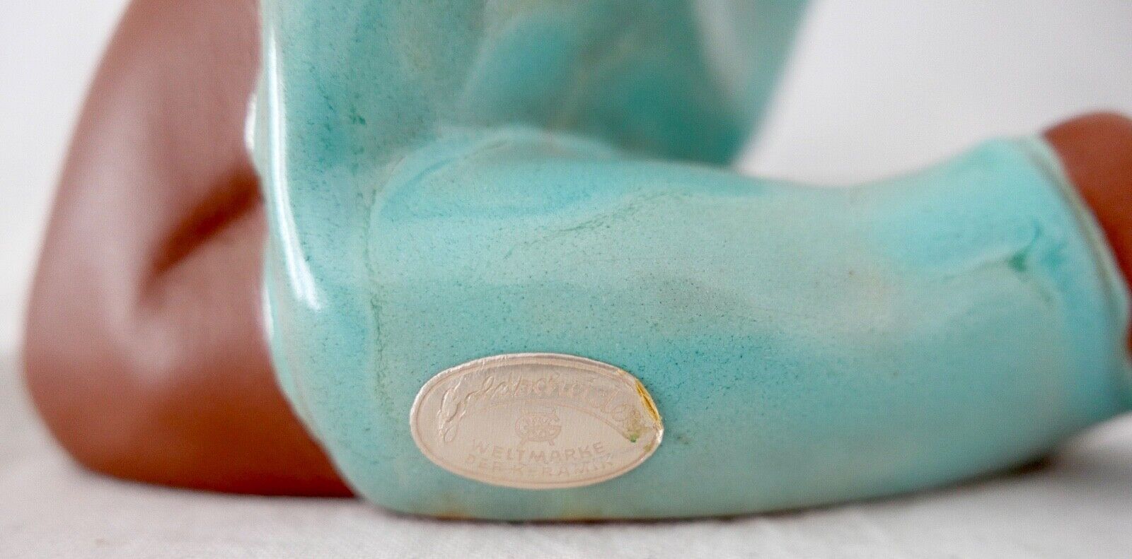 Seltene Keramik Figur 343 Akt Mädchen mit Schale GOLDSCHEIDER WIEN 1950er 29cm - Antikhandel-Stuttgart