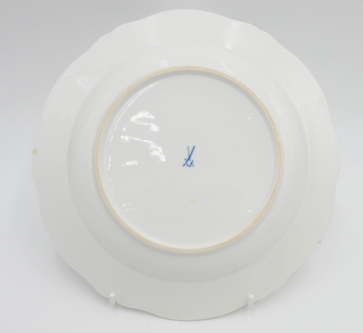 Meissen Porzellan Relief Teller Ø 25cm Goldrand Blumen Schmetterling Blau 3701 - Antikhandel-Stuttgart