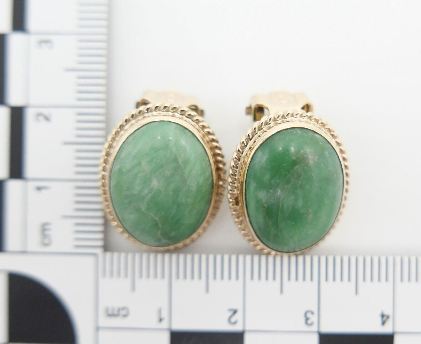 1980er Jahre Gelbgold 585 / 14K Ohrclips mit AVENTURIN - Antikhandel-Stuttgart