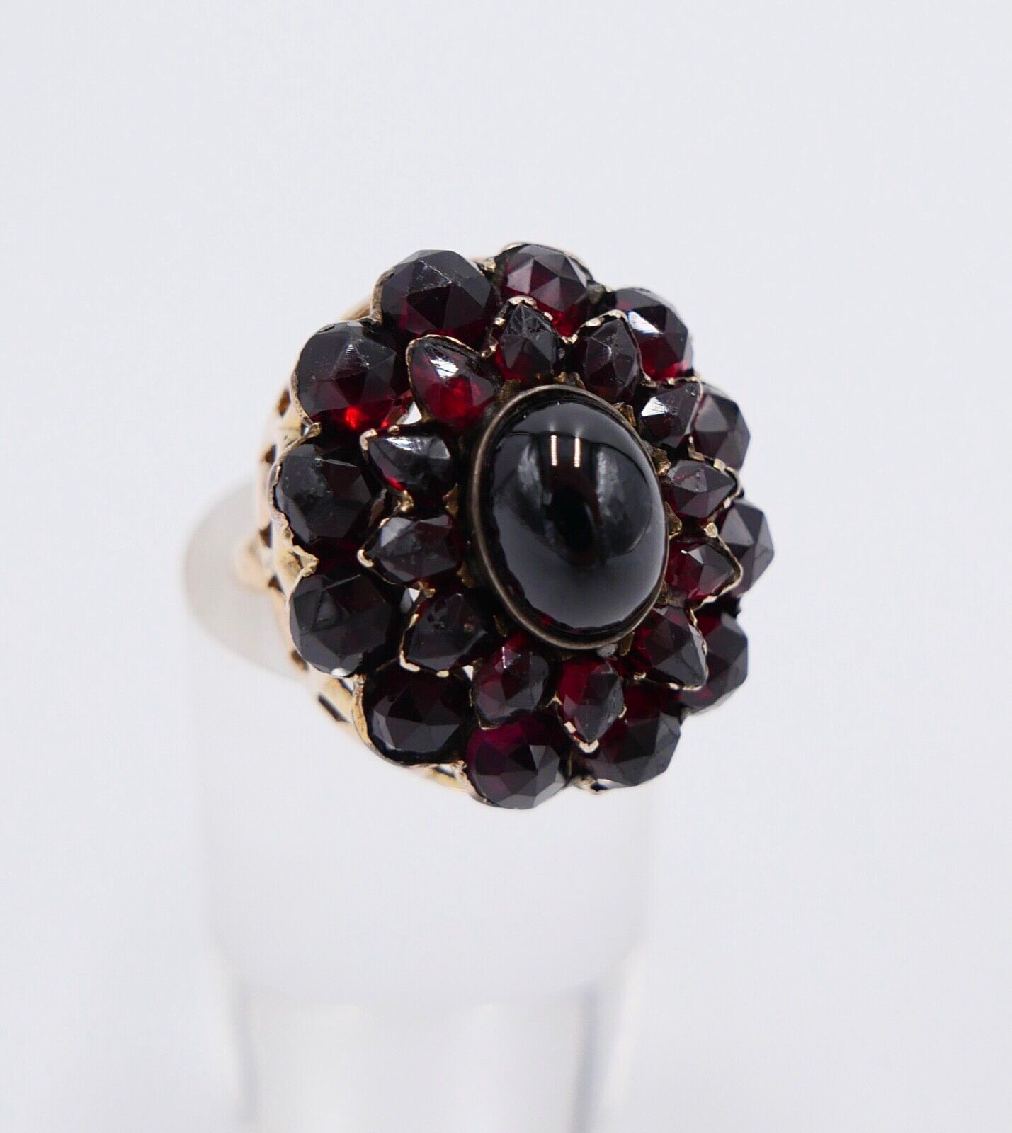 Antik Damen Granat Gelbgold Ring 585 14K Gr. 53 5,96 Ct Meisterpunze Krone - Antikhandel-Stuttgart