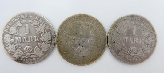 3x 1 Mark Deutsches Reich 1876 A F Jäger J.9 - Antikhandel-Stuttgart