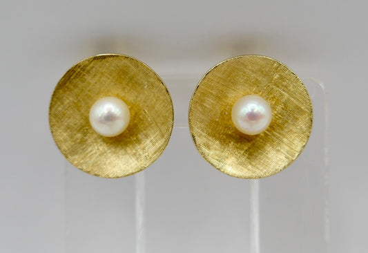 Perlen Ohrringe 750 18K Gelbgold  1990er Jahre PZ