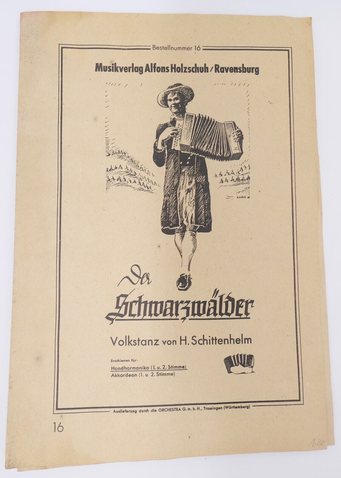 Alte Notenhefte Musikverlag Alfons Holzschuh Ravensburg & Hans Sikorski Hamburg - Antikhandel-Stuttgart