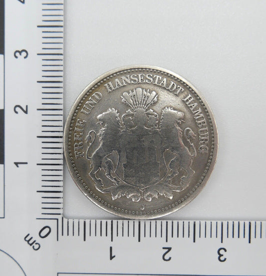 2 Mark Freie Hansestadt HAMBURG Stadtwappen 1876 J.61 Jäger - Antikhandel-Stuttgart