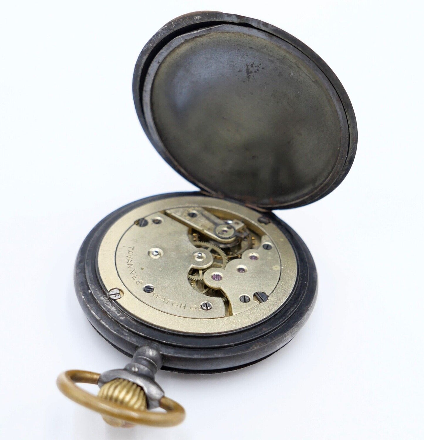 Antike Taschenuhr TAVANNES Ø 48 mm Emaille Zifferblatt - Antikhandel-Stuttgart