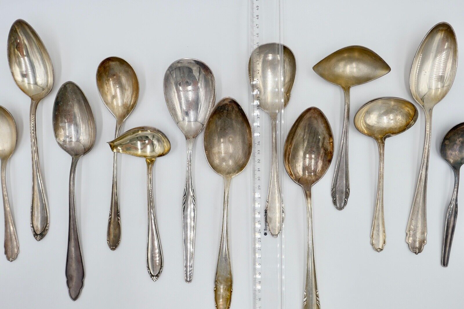 Konvolut Suppenkelle / Schöpfer / Löffel WMF OKA 90er Silberauflage 13 Stück - Antikhandel-Stuttgart