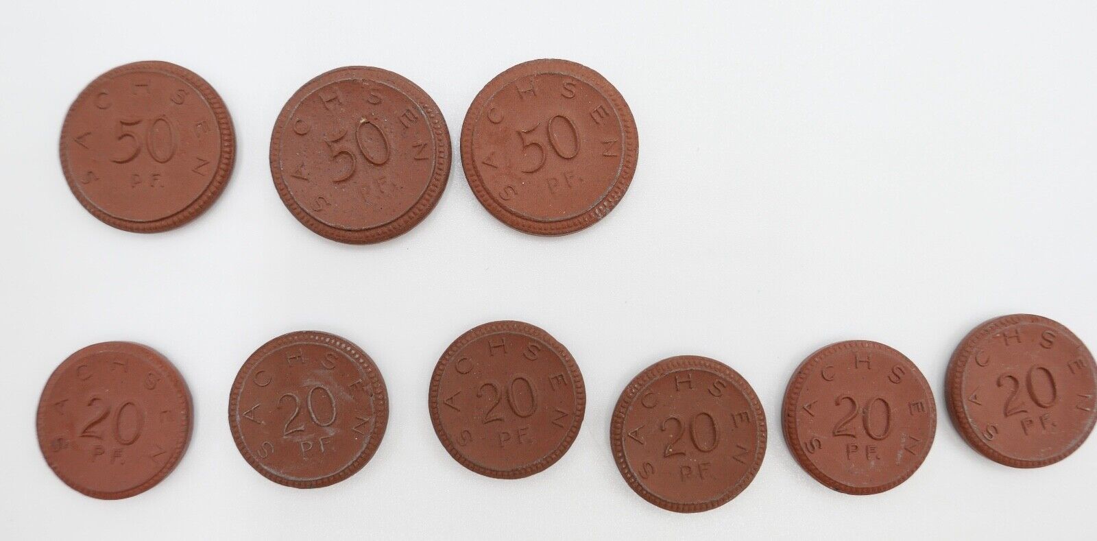 Posten Meissen Böttger Porzellan Münze Taler 1921 Notgeld Mark & Pfennig - Antikhandel-Stuttgart