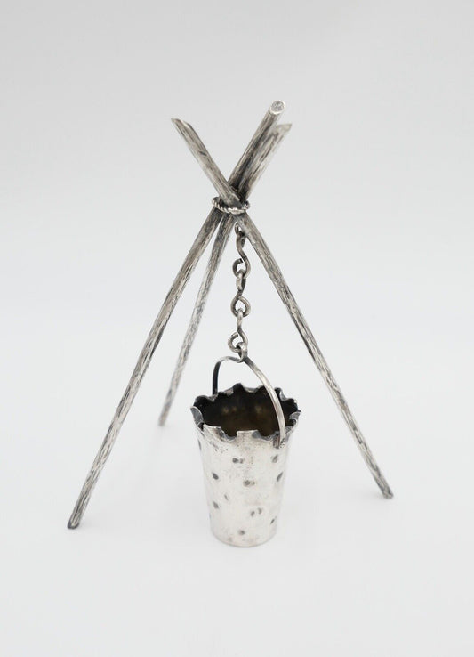 30er 50er Jahre Dreibein / Dreibock Eimer 800 Silber 31,2 Gr Herstellerpunze - Antikhandel-Stuttgart