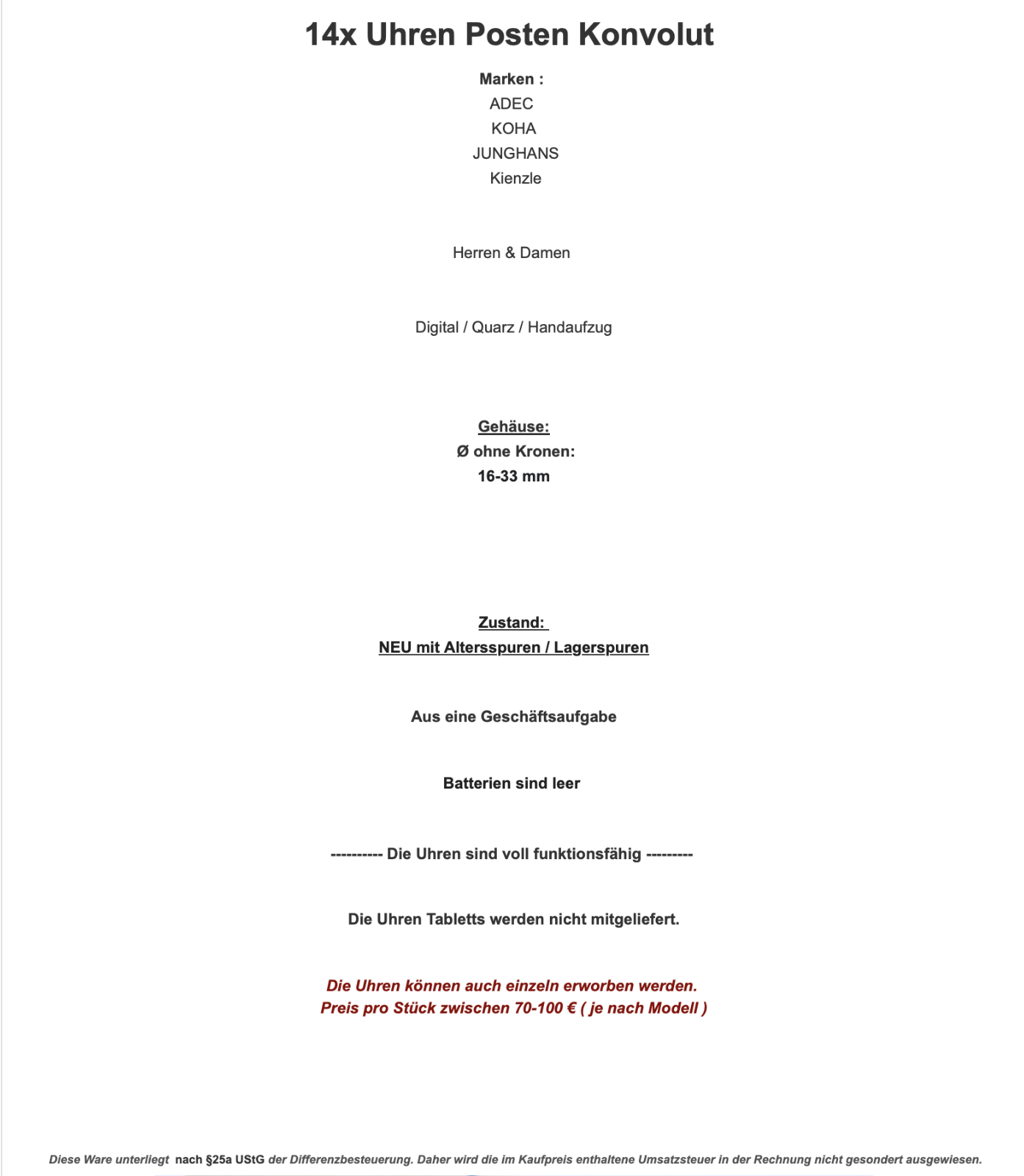 14x Uhren Posten Konvolut BIFORA ADEC KOHA JUNGHANS Kienzle Herren Damen NEU - Antikhandel-Stuttgart