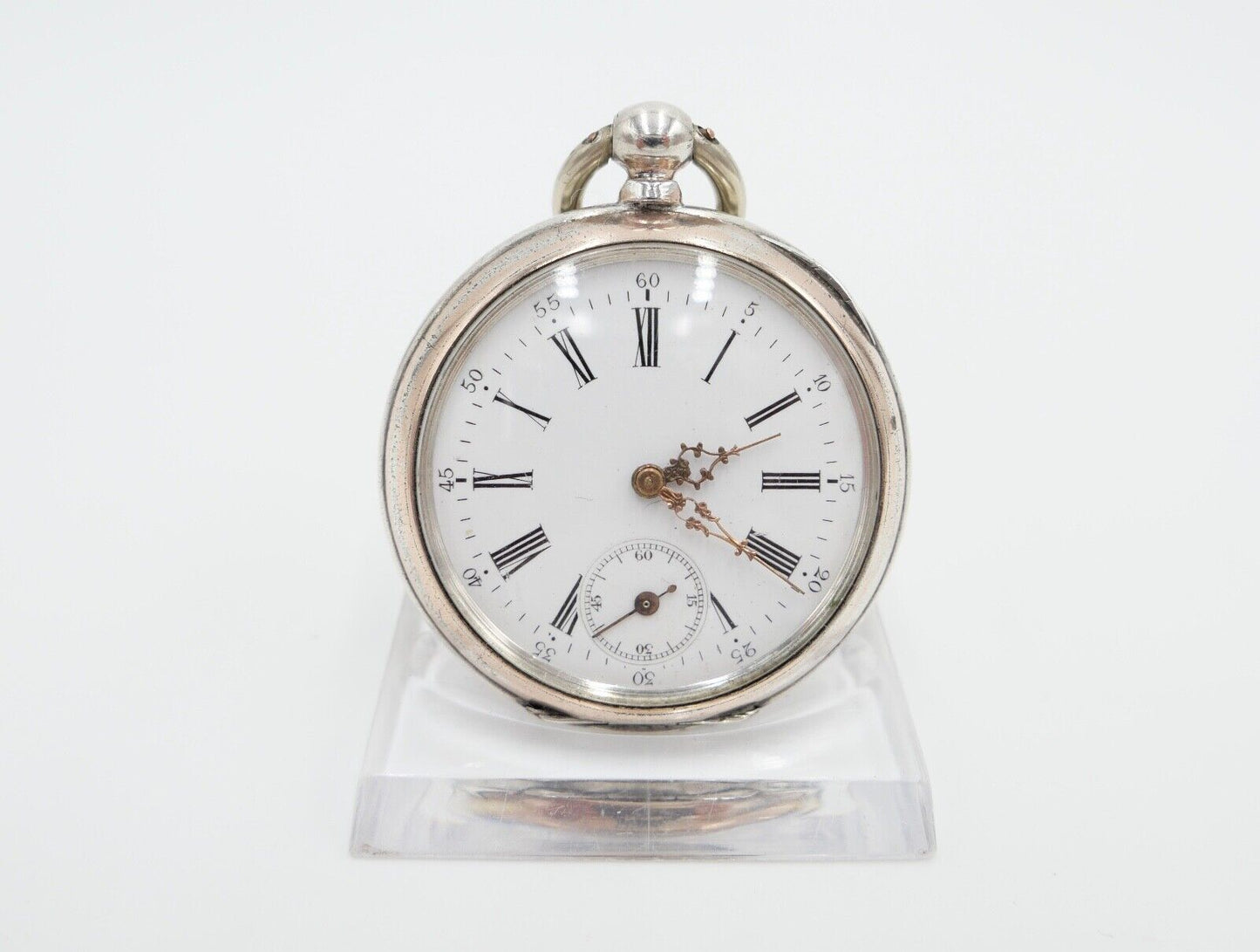 um 1900 Manufacture d´Horlogerie Lion 800 Silber Taschenuhr mit Schlüsselaufzug - Antikhandel-Stuttgart