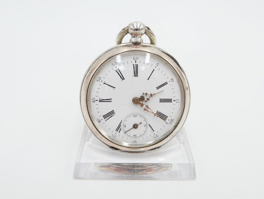 um 1900 Manufacture d´Horlogerie Lion 800 Silber Taschenuhr mit Schlüsselaufzug - Antikhandel-Stuttgart