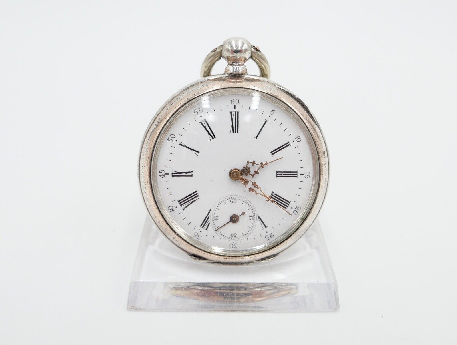 um 1900 Manufacture d´Horlogerie Lion 800 Silber Taschenuhr mit Schlüsselaufzug - Antikhandel-Stuttgart