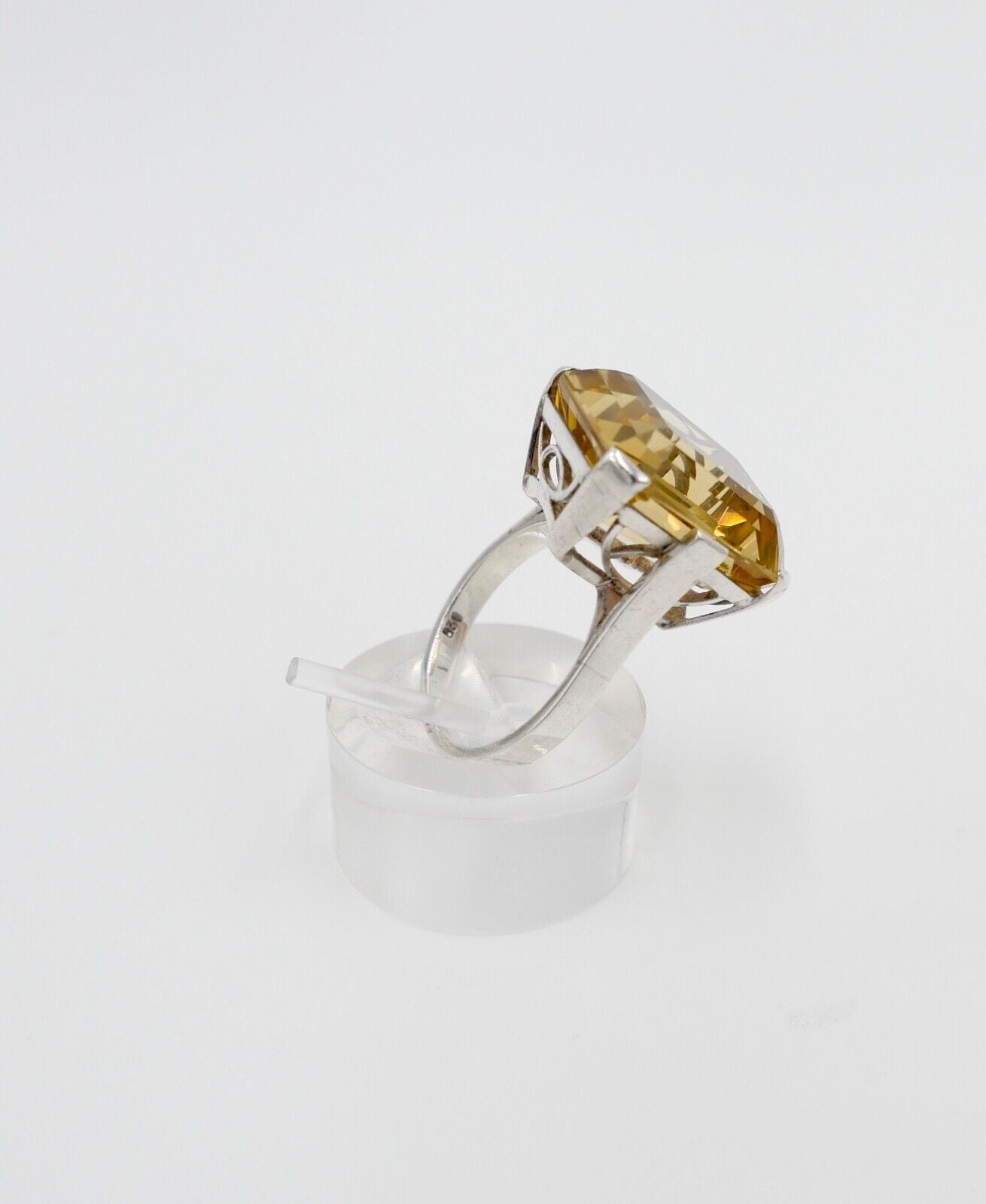 60er Jahre Damenring Gr. 56 Ring 830 Silber synthetischer Citrin - Antikhandel-Stuttgart