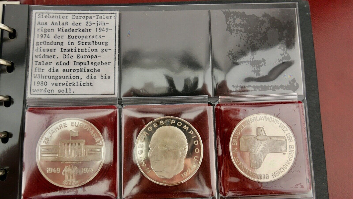 10x Europa Taler 900 925 Medaille Silbermedaille 1-10 in Album TOP ECU - Antikhandel-Stuttgart