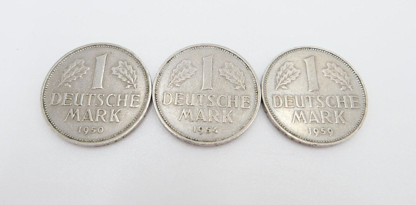 3x 1 DM Deutsche Mark ss - vz 1950 D 1954 J 1959 G Jäger J.385 - Antikhandel-Stuttgart