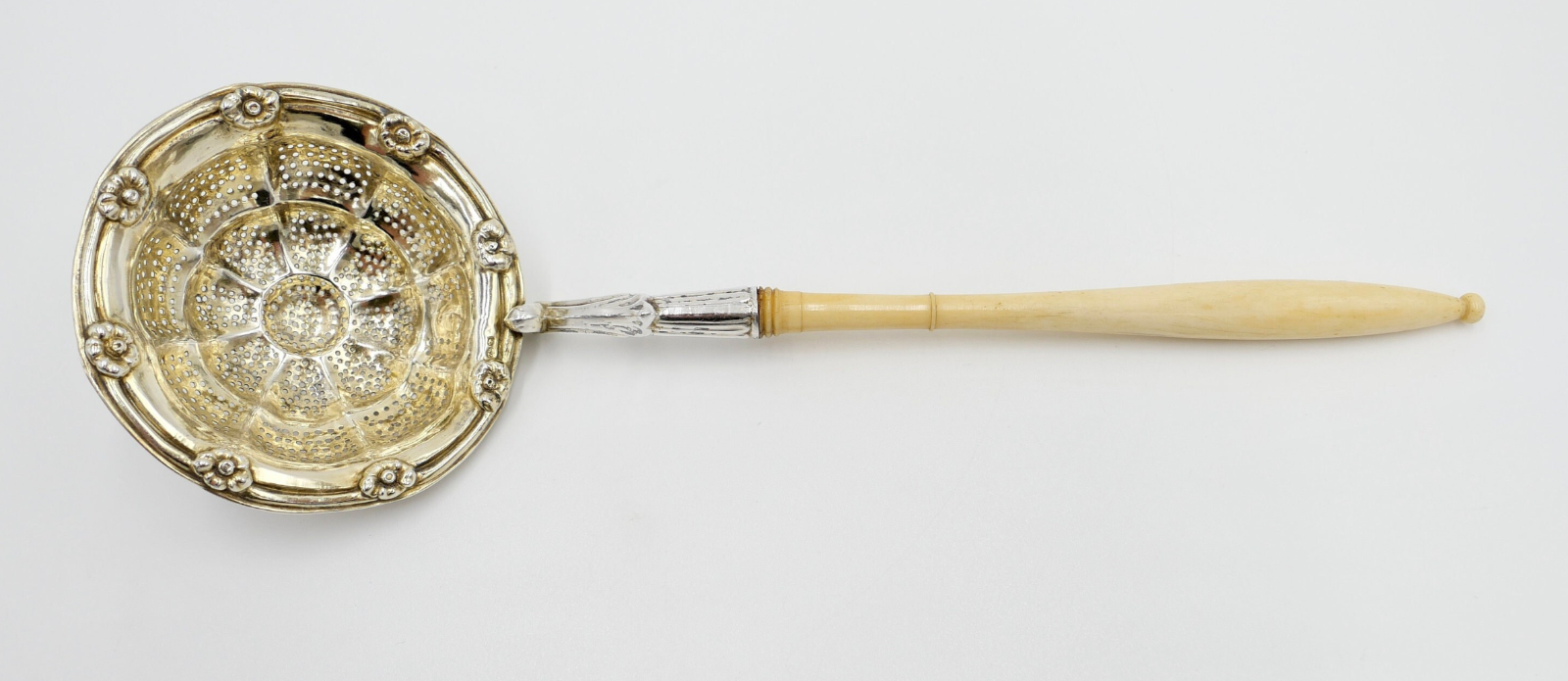 Alter - Antiker Teesieb Siebkelle SILBER 13 LOT vergoldet um 1850 - Antikhandel-Stuttgart