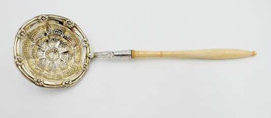 Alter - Antiker Teesieb Siebkelle SILBER 13 LOT vergoldet um 1850 - Antikhandel-Stuttgart