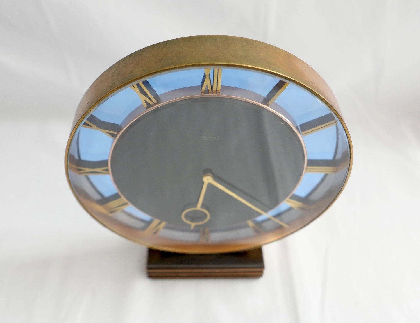 Tischuhr Kienzle von Heinrich Möller 1930er Jahre 8 Tage Werk in blau