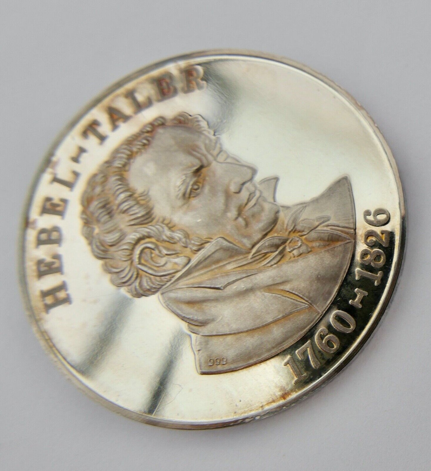 Medaille 1985 Hebel Taler 225. Geburtstag 1760-1826 Johann Peter Hebel 999er PP - Antikhandel-Stuttgart