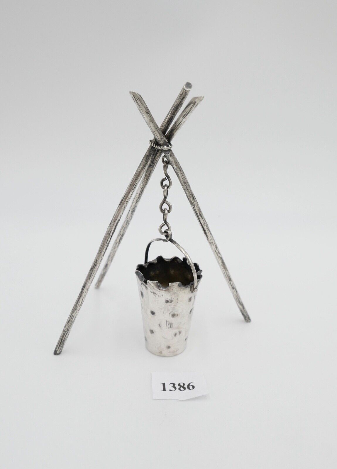 30er 50er Jahre Dreibein / Dreibock Eimer 800 Silber 31,2 Gr Herstellerpunze - Antikhandel-Stuttgart