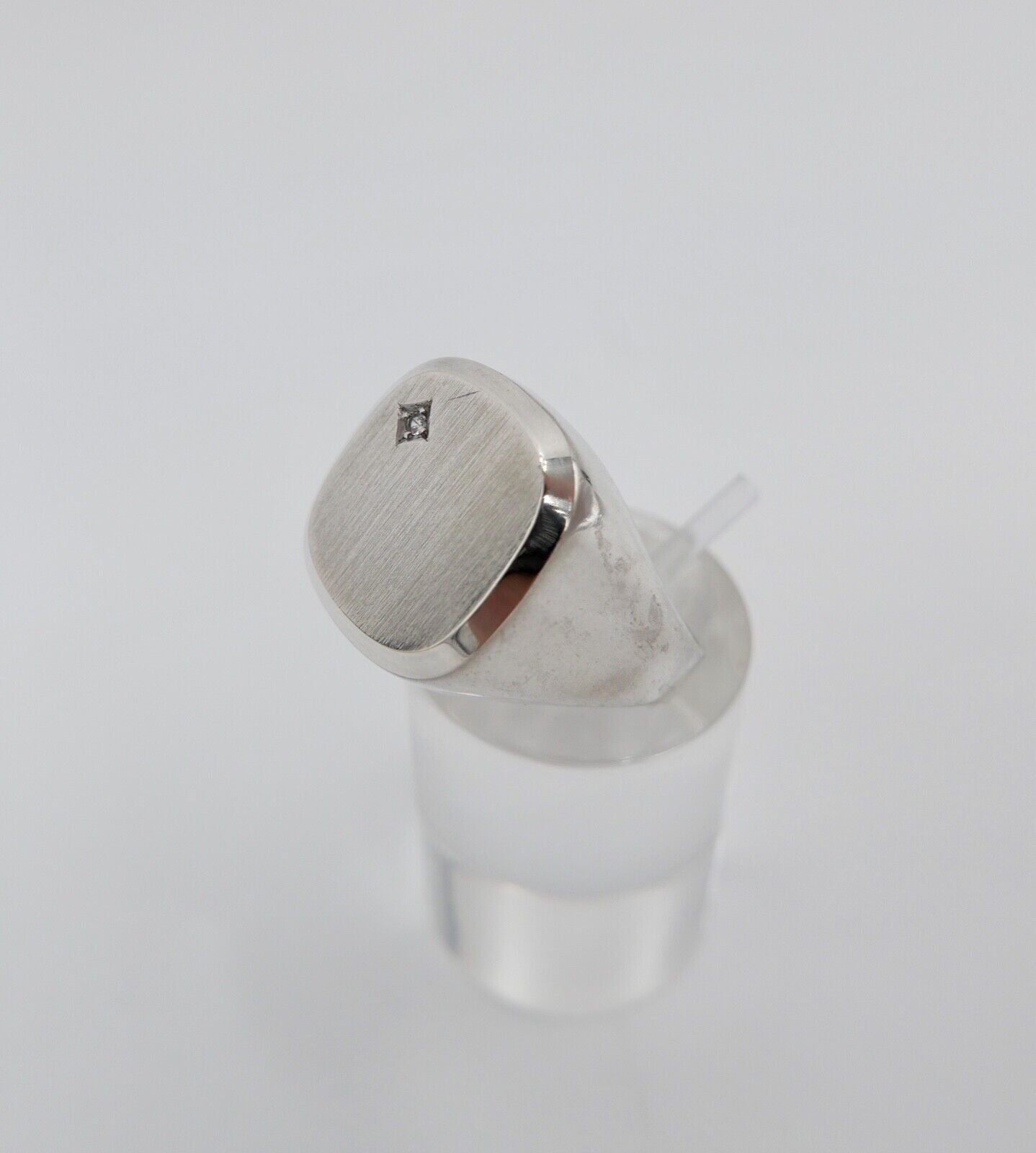 Alter Siegelring Herrenring mit Zirkonia 835 S Silber Größe 64 ohne Siegelgravur - Antikhandel-Stuttgart