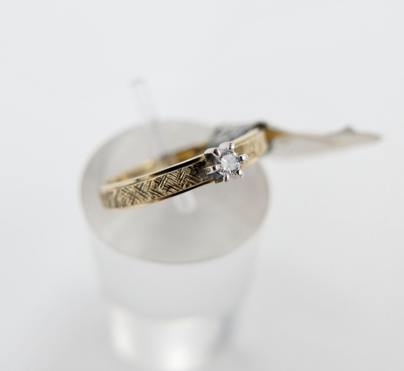 NEU m Etikett 90er Jahre Solitär Ring Gold 585 14K Brillant 0,06 Ct VVS 1 Gr. 53 - Antikhandel-Stuttgart