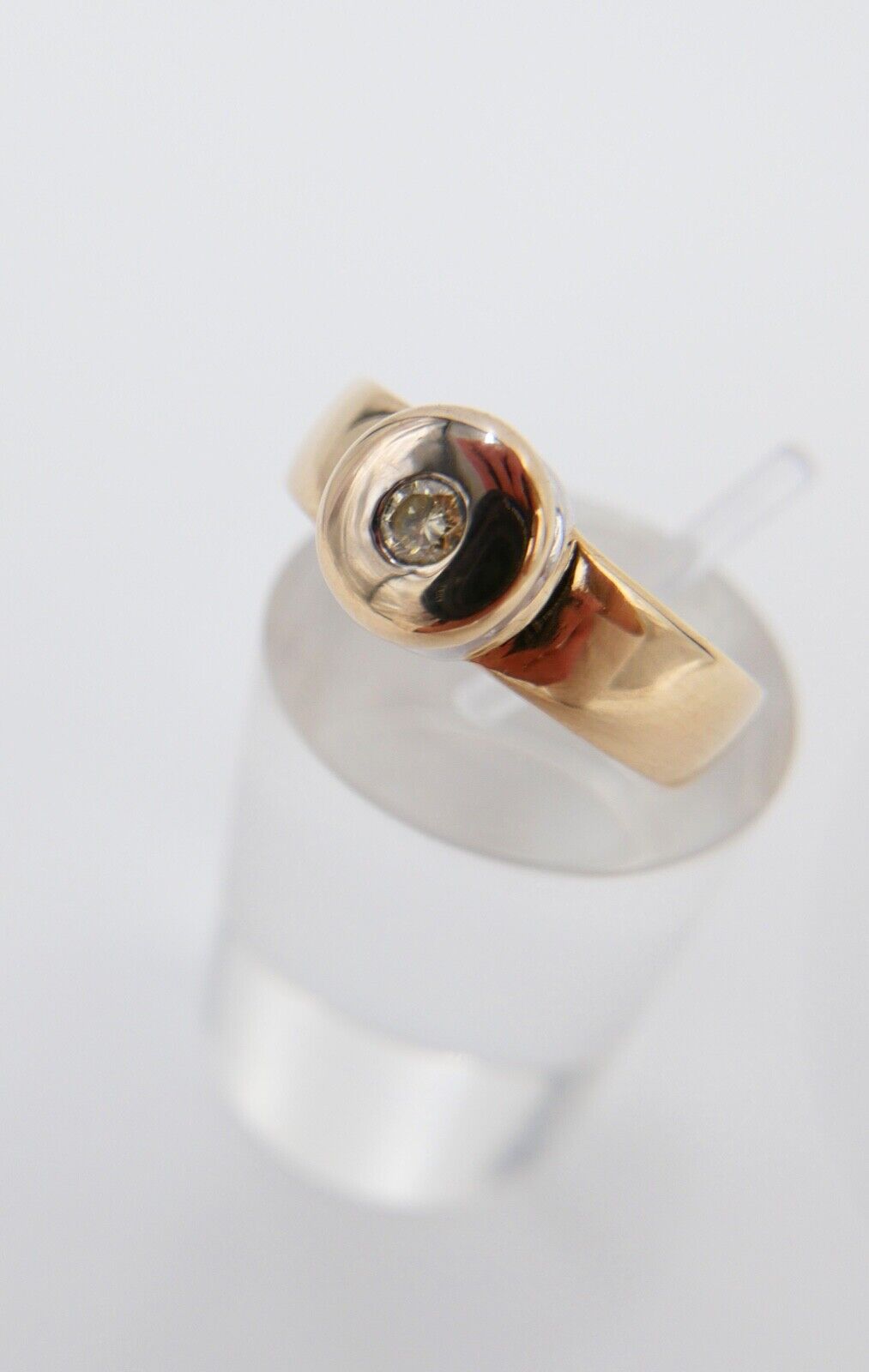 Solitär Bicolor Brillant 585 14K Fancy Yellow Gold Damen Ring 0,12 Ct Gr. 57 SI - Antikhandel-Stuttgart