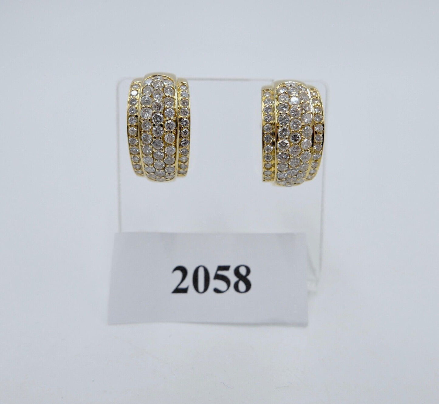 2,52 Ct Diamant Halbcreolen 585 14K Gelbgold 106 Brillanten besetz Ohrringe 90er - Antikhandel-Stuttgart