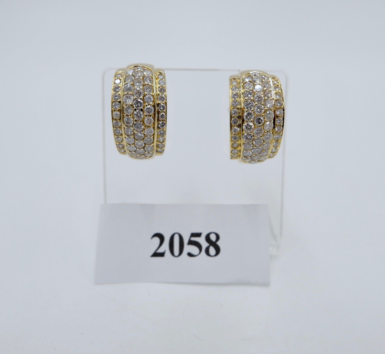 2,52 Ct Diamant Halbcreolen 585 14K Gelbgold 106 Brillanten besetz Ohrringe 90er - Antikhandel-Stuttgart