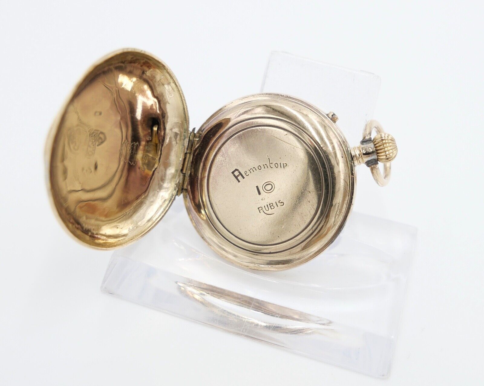 antike Taschenuhr um 1900 Arnold Weber 585 / 14K GOLD 30mm florale Malerei - Antikhandel-Stuttgart