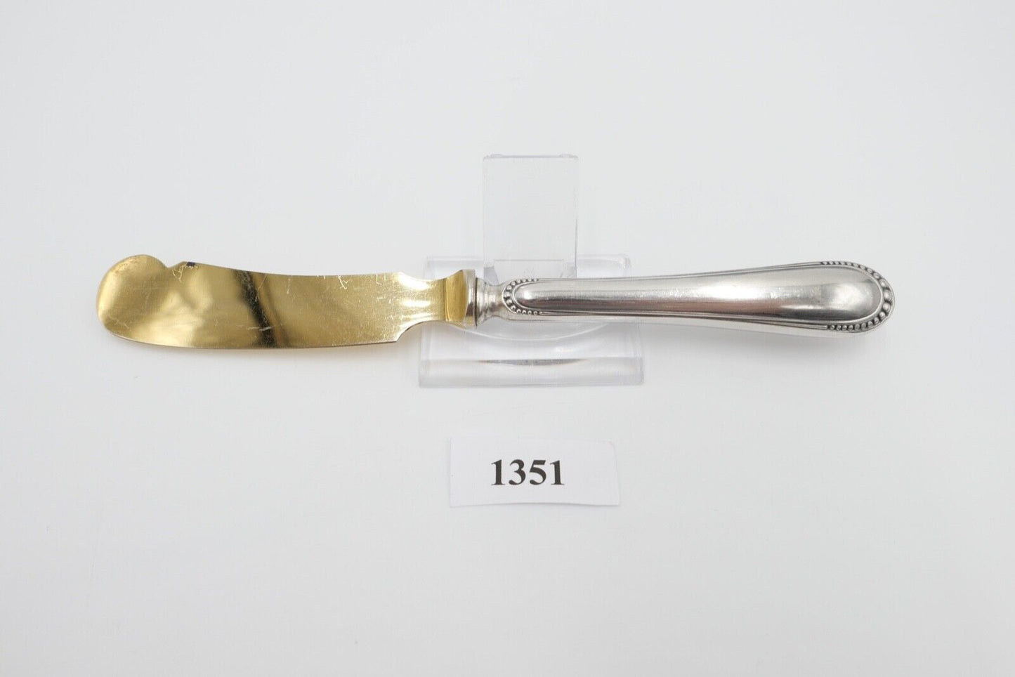 800 Silber Messer vergoldet Buttermesser Käsemesser Perlrand 17,4 cm - Antikhandel-Stuttgart