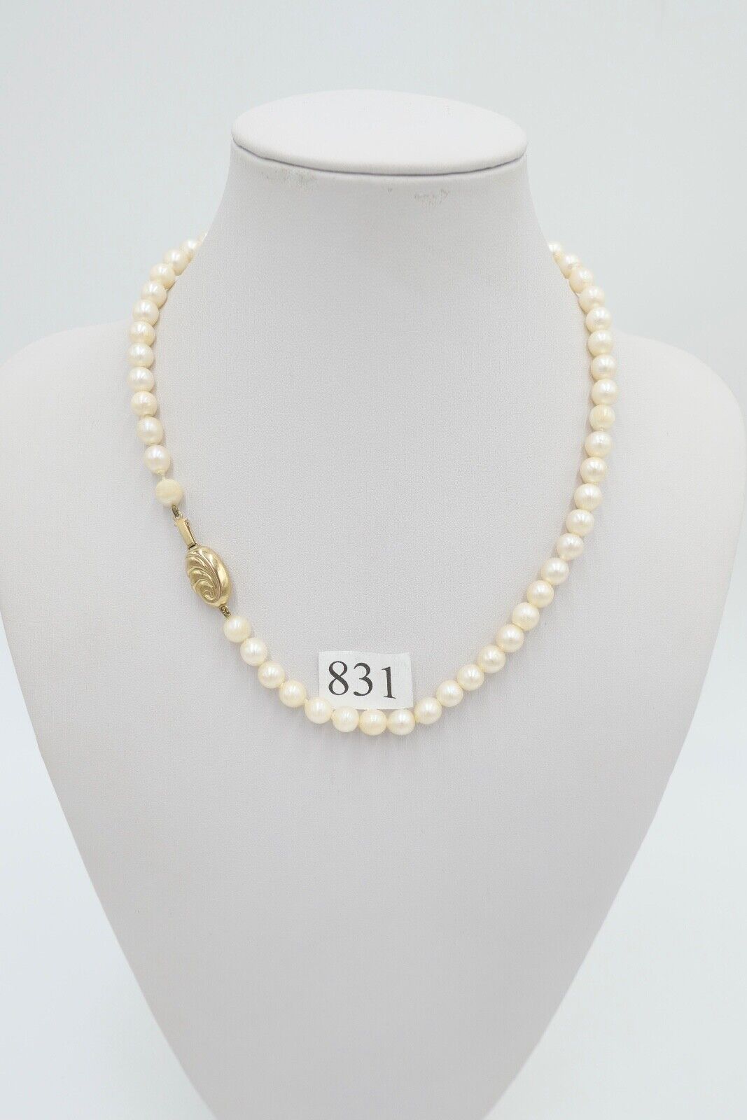 80er Jahre Jka Perlenkette Collier Zuchtperle 43 cm Gold 585 / 14K Perlen Ø 6 mm - Antikhandel-Stuttgart