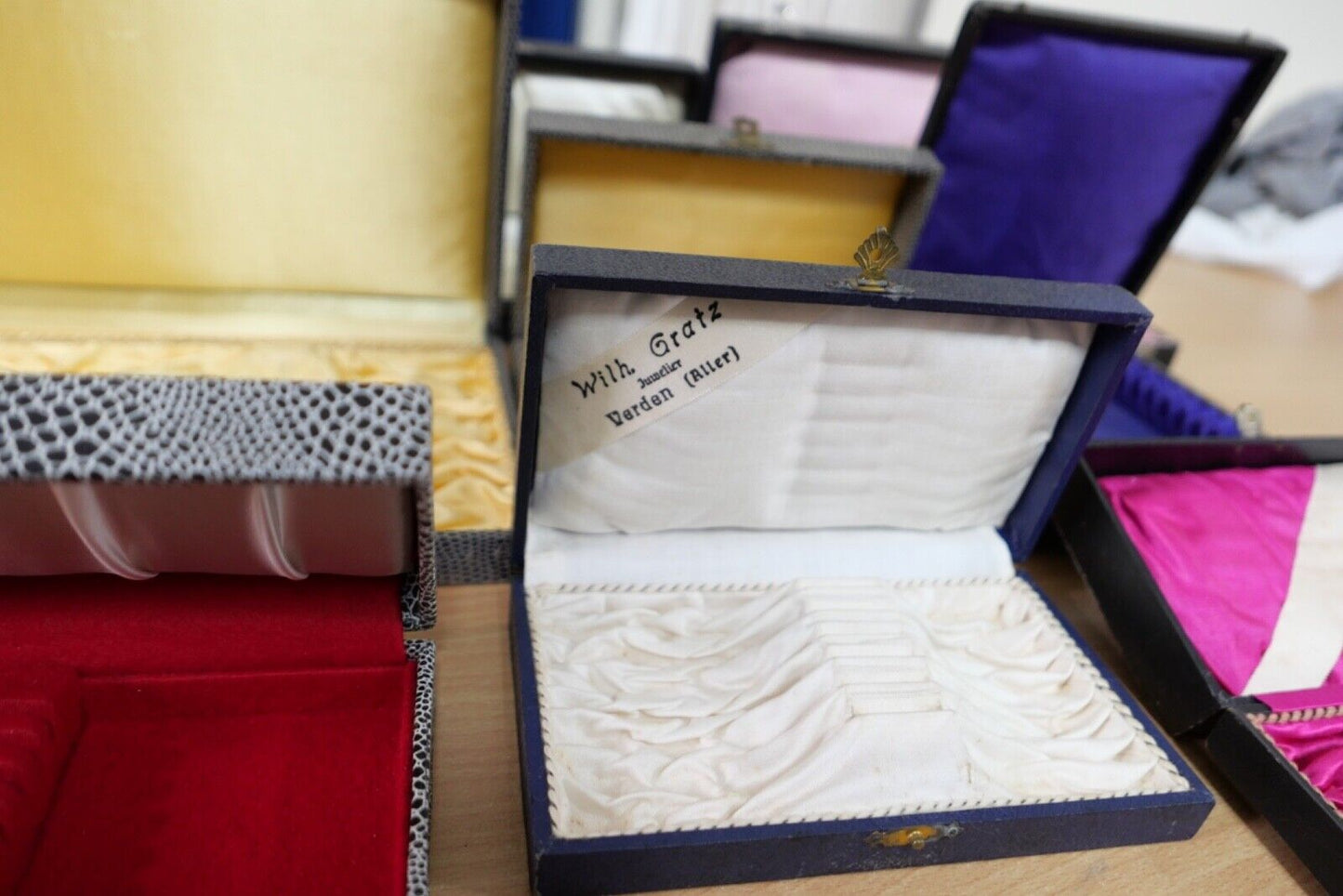 Konvolut antik alte Besteckkasten Aufbewahrung BERNDORF WENZ SCHILLING MAYER - Antikhandel-Stuttgart