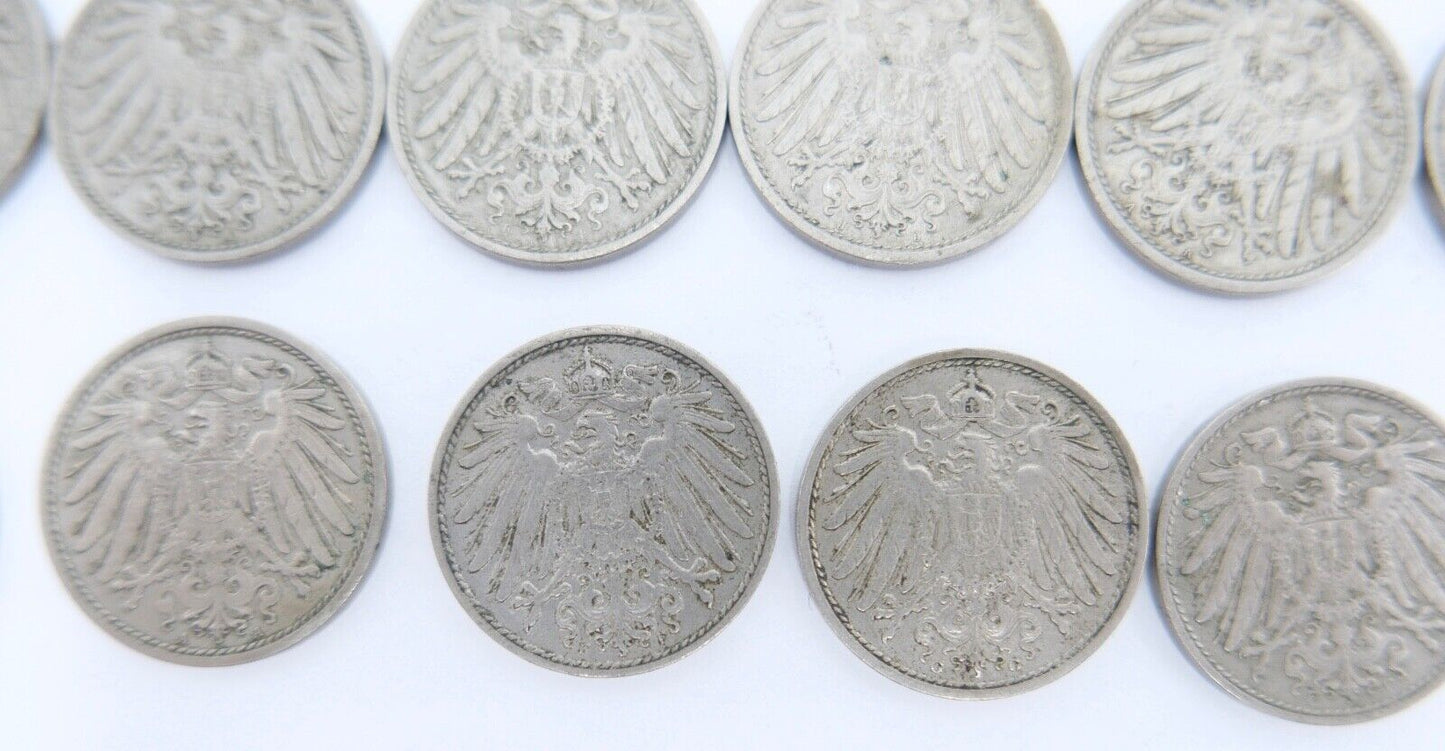 42x 10 Pfennig Kaiserreich 1912 1913 1914 1915 Jäger J. 13 ss-stg - Antikhandel-Stuttgart