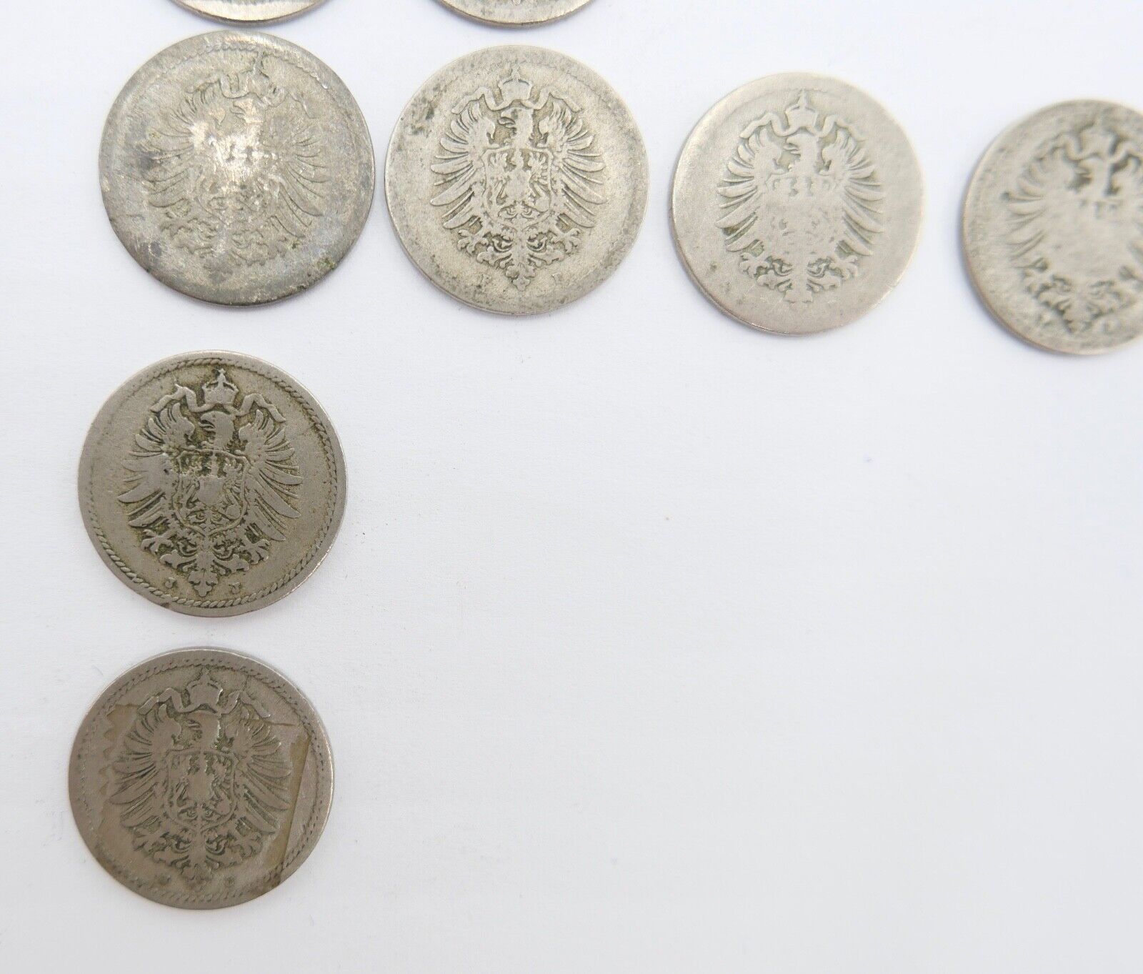 8x 5 Pfennig 1874-1888 Kaiserreich Jäger J.3 ge-s - Antikhandel-Stuttgart