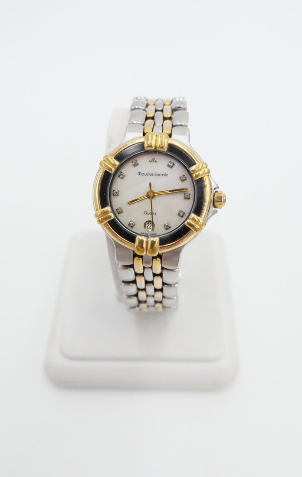 Maurice Lacroix Calypso Damen Uhr 75326 Stahl Gold Box & Papiere 26mm Perlmutt - Antikhandel-Stuttgart