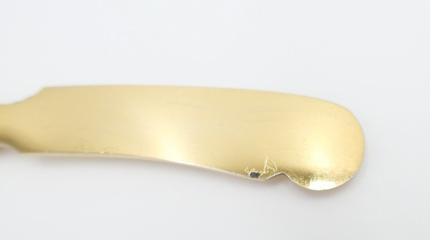 800 Silber Messer vergoldet Buttermesser Käsemesser Perlrand 17,4 cm - Antikhandel-Stuttgart