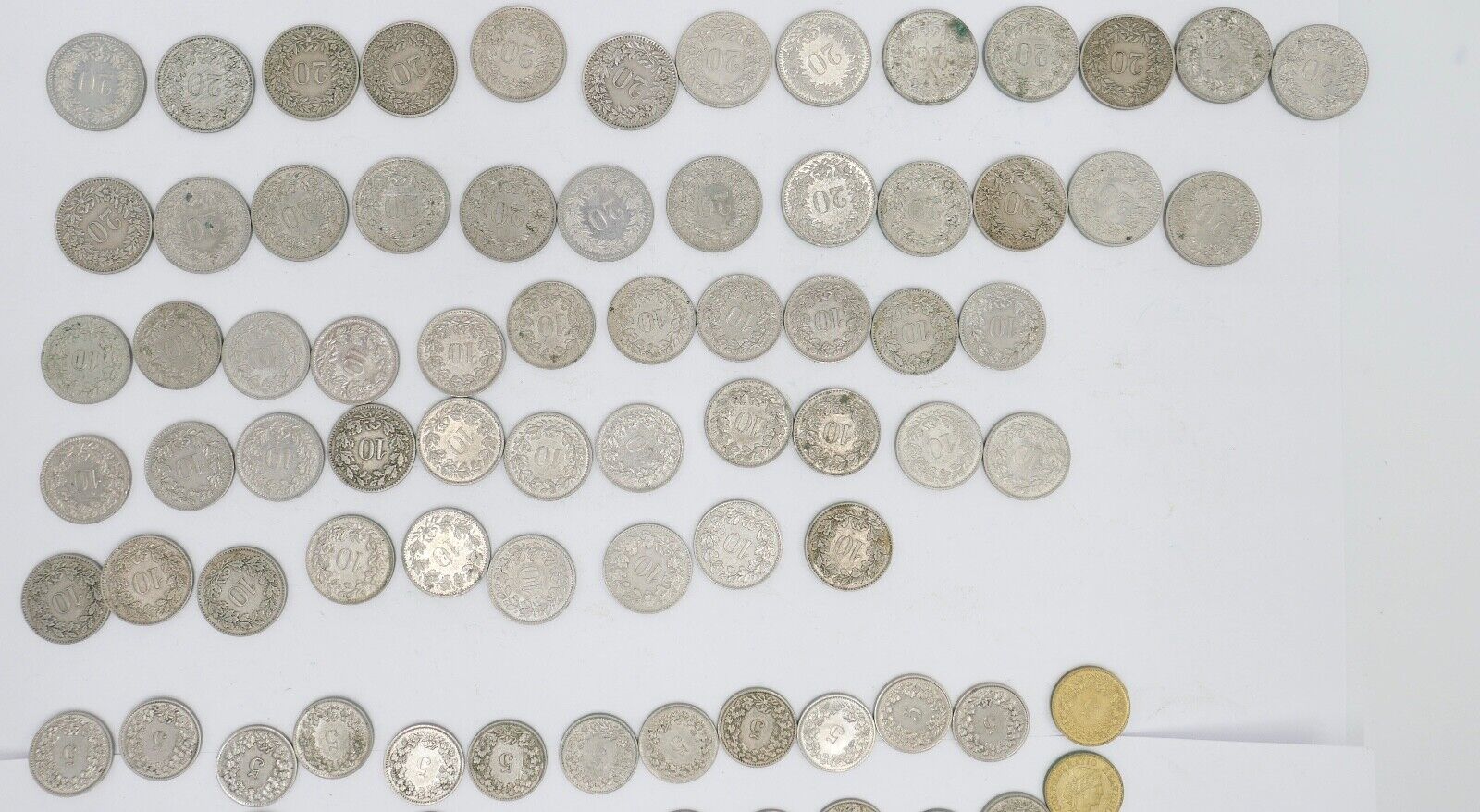 Posten LOT 1/2 Franken 1 2 5 10 20 Rappen teilweise Silber usw. - Antikhandel-Stuttgart