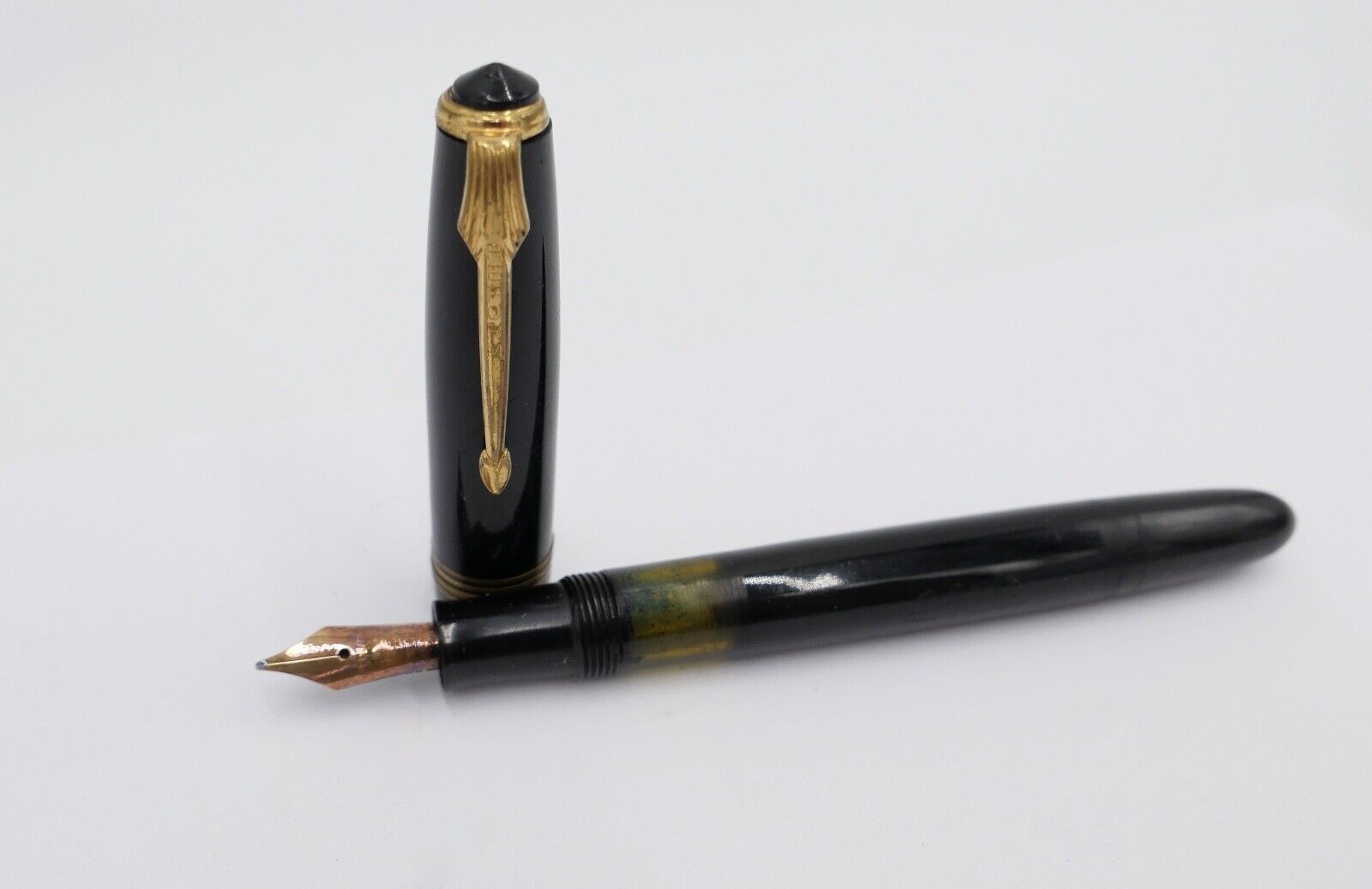 Vintage Füllfederhalter Füller REFORM schwarz Gold 14Ct / 585 Gold Feder 54 - Antikhandel-Stuttgart