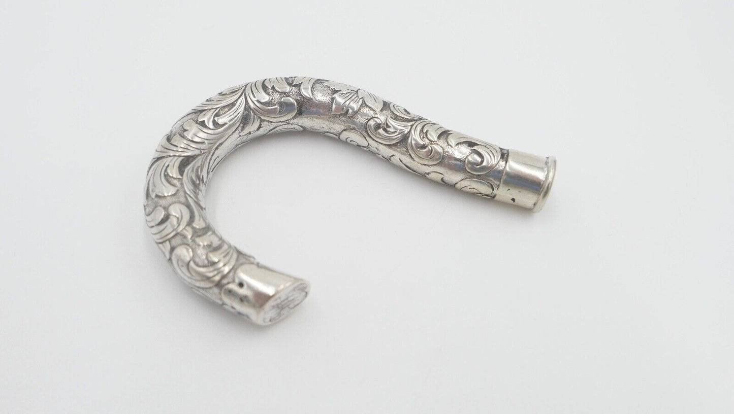 um 1900 Jugendstil Flanierstock Griff 800 Silber Monogramm JW mit Meistermarke - Antikhandel-Stuttgart