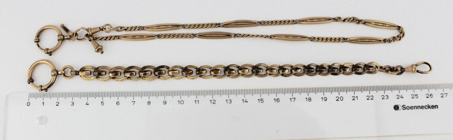 8 Antike Taschenuhr Kette pocket watch Chain Goldcharm Amerika Chronos Vergoldet - Antikhandel-Stuttgart