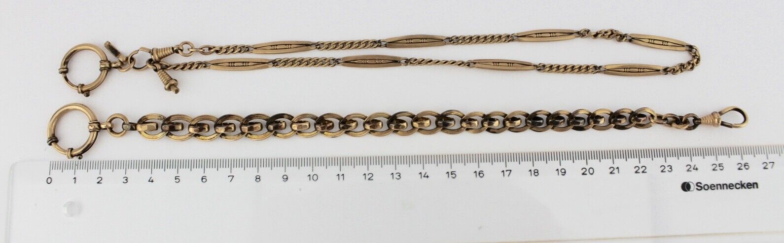 8 Antike Taschenuhr Kette pocket watch Chain Goldcharm Amerika Chronos Vergoldet - Antikhandel-Stuttgart