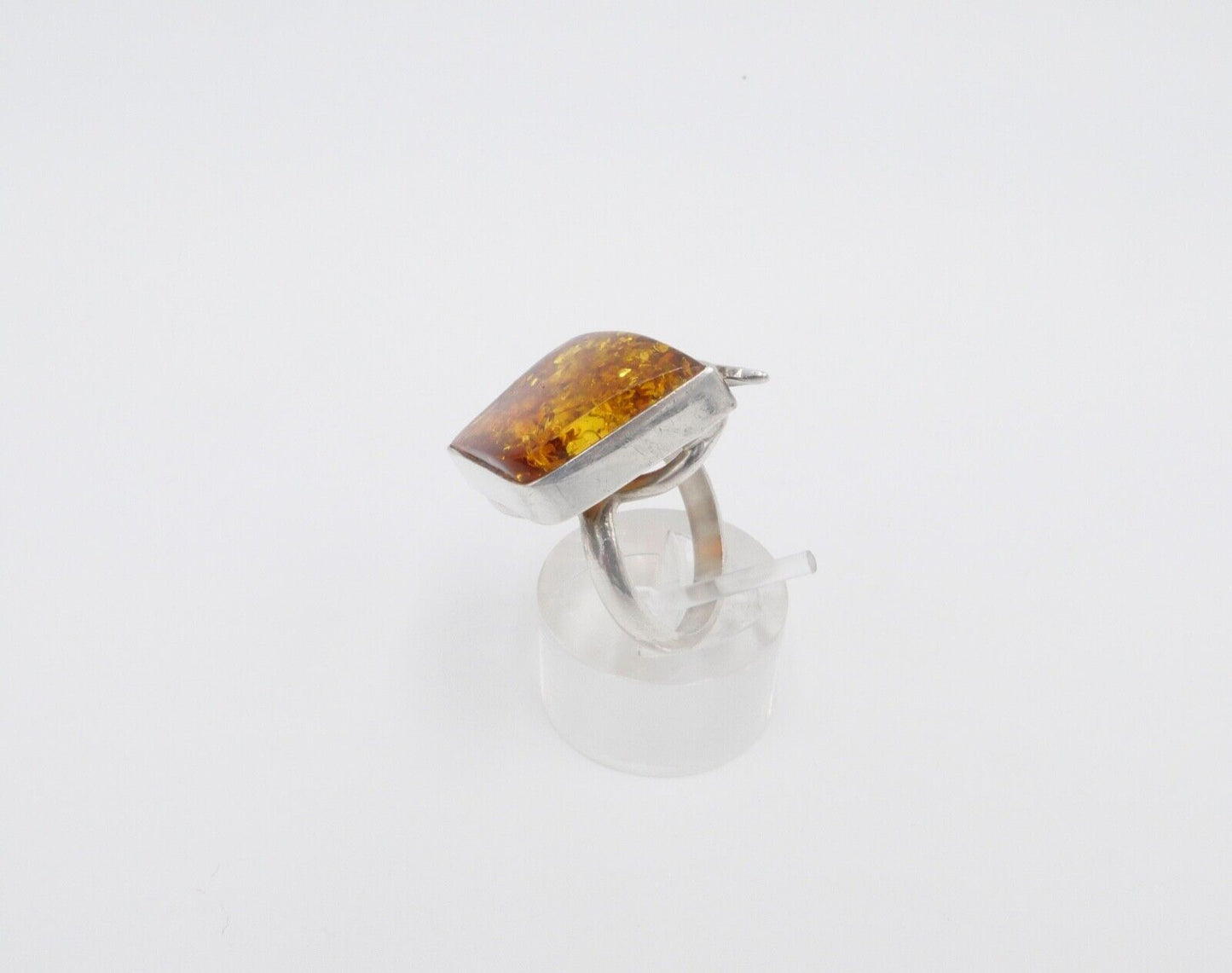 1980er Jahre Designer Ring 925 Silber Bernstein Gr. 60 Frauenkopf Polen G Danzig - Antikhandel-Stuttgart