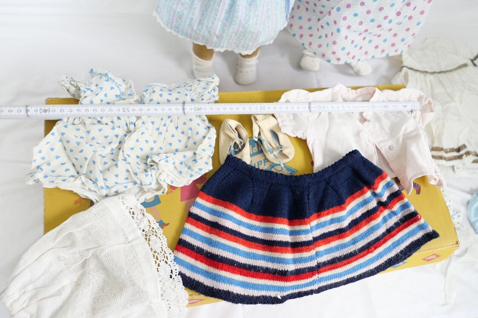 2x alte SCHILDKRÖT Puppen Puppe mit Original Karton & Kleidung 130 / 55 1/2 53 - Antikhandel-Stuttgart