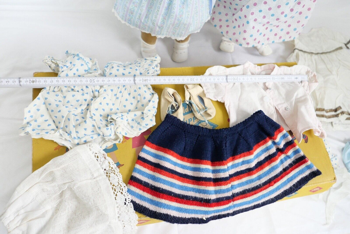 2x alte SCHILDKRÖT Puppen Puppe mit Original Karton & Kleidung 130 / 55 1/2 53 - Antikhandel-Stuttgart