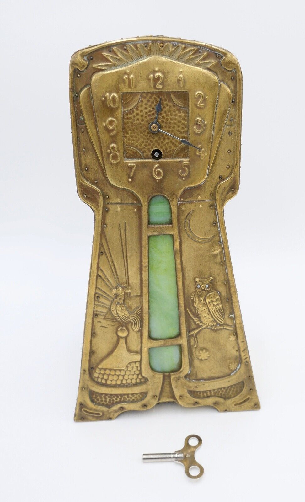 seltene Kaminuhr Hahn & Eule vmtl. Frankreich oder England Uhrwerk MPK / PMK - Antikhandel-Stuttgart