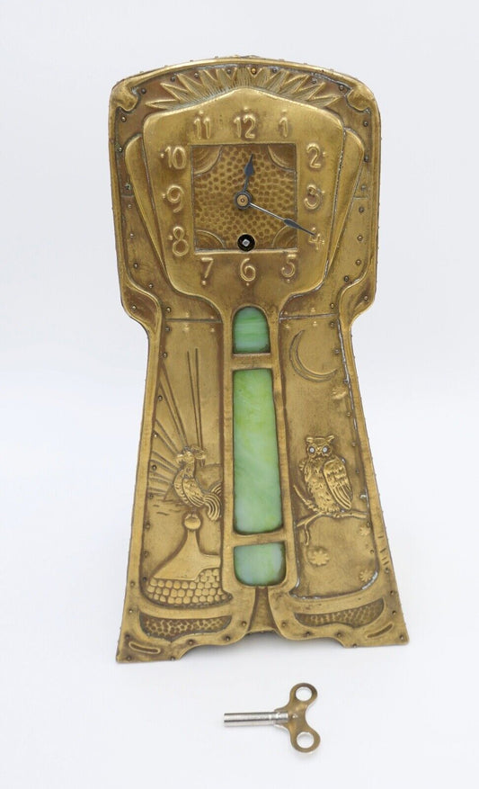 seltene Kaminuhr Hahn & Eule vmtl. Frankreich oder England Uhrwerk MPK / PMK - Antikhandel-Stuttgart