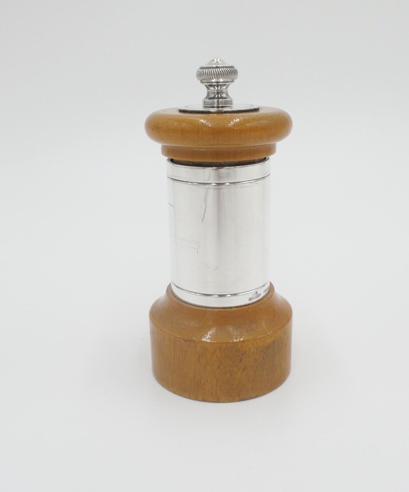 60er Jahre Christofle Pfeffermühle Frankreich versilbert Holz - Antikhandel-Stuttgart